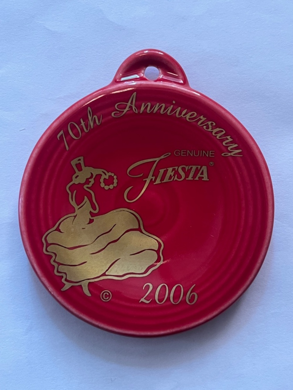 2006 Fiesta Dancing Lady Scarlet 70th Anniversary Christmas Ornament